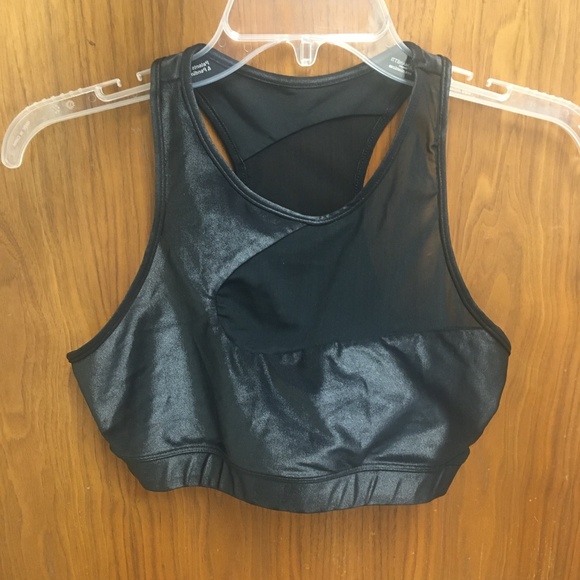 Carbon38 Black Shine Balance Sports Bra Mesh Trim - Picture 4 of 10